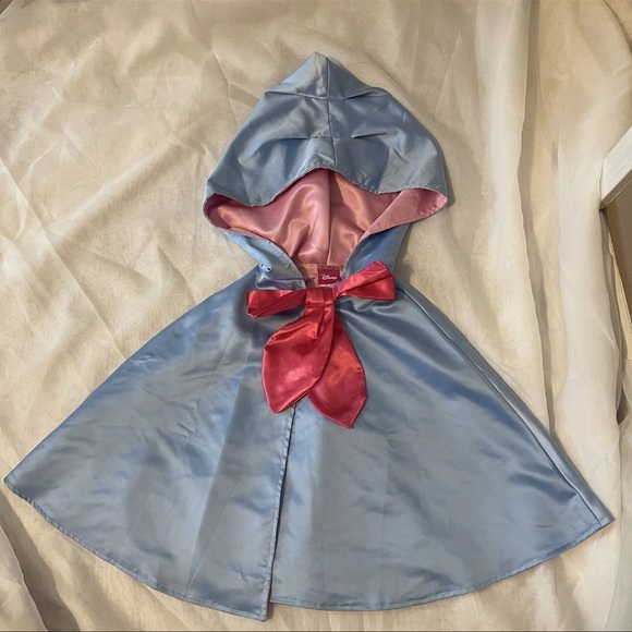 Fairy Godmother Cinderella Little Girl DISNEY Blue Hooded Cape w/ Pink Bow - Picture 1 of 6